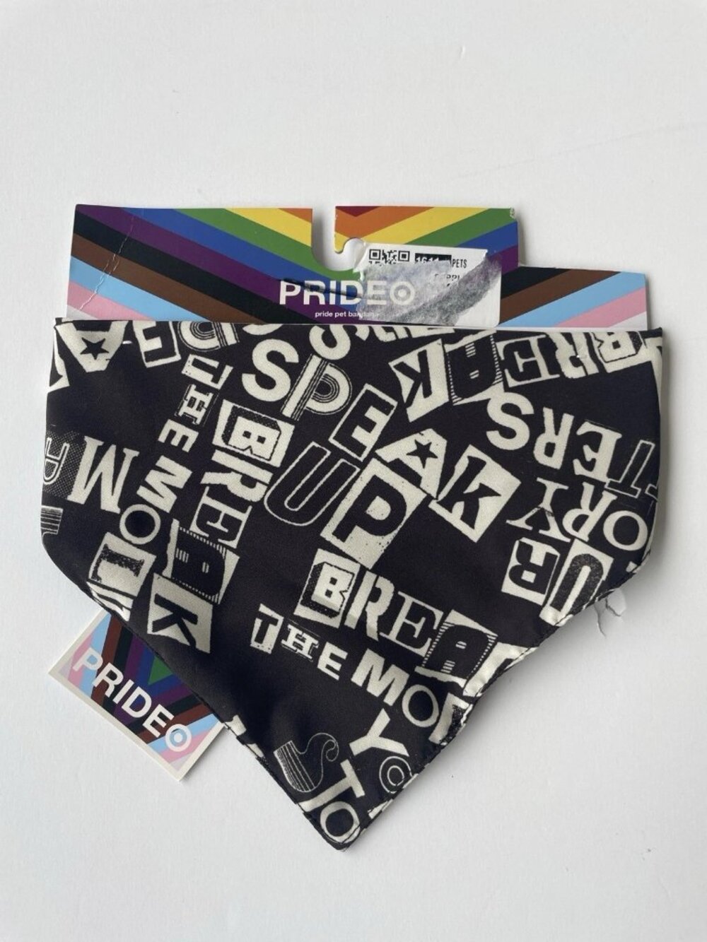 Pride Dog Pet Bandanna Black Cream 25.5 x 12.75 One Size Recycled Polyester New